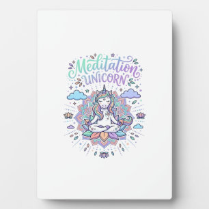 Unicorn Meditation Unicorn White Background Vector Plaque