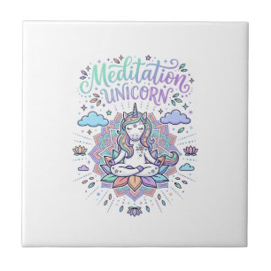 Unicorn Meditation Unicorn White Background Vector Tile
