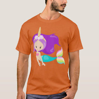 Unicorn Mermaid Cute Mermaid Purple Hair Shell T-Shirt