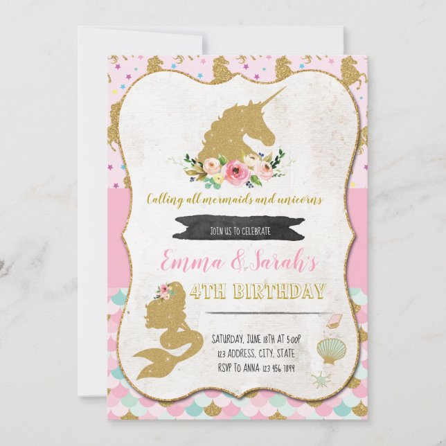Unicorn mermaid invitation (Front)