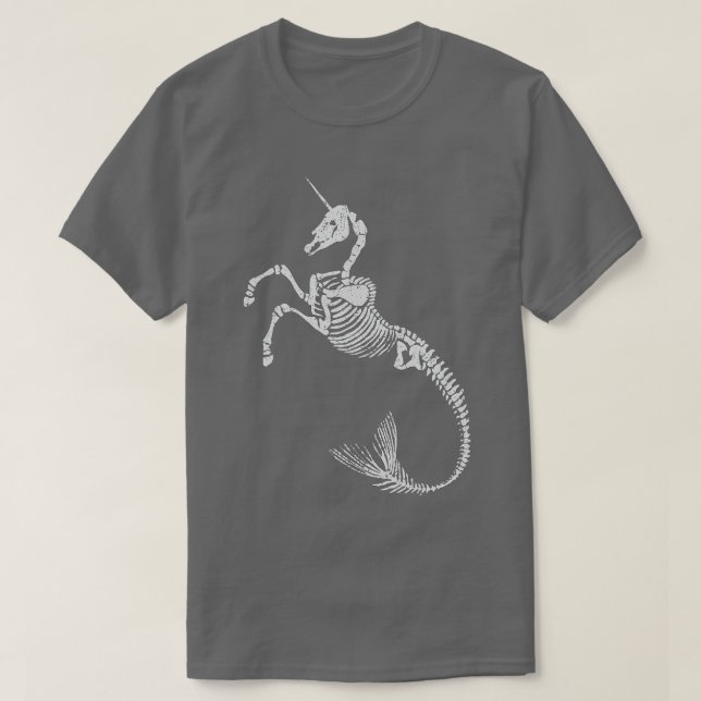 Unicorn Mermaid Skeleton  Halloween Fantasy Art  T-Shirt (Design Front)