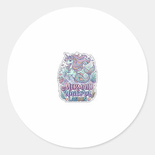 Unicorn Mermaid Unicorn Lagoon Graphic Design Zazz Classic Round Sticker