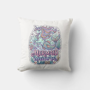 Unicorn Mermaid Unicorn Lagoon Graphic Design Zazz Cushion