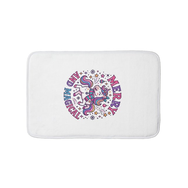 Unicorn Merry and Magical Bath Mat (Front)