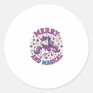 Unicorn Merry and Magical Classic Round Sticker