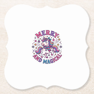 Unicorn Merry and Magical Paper Coaster