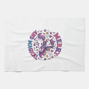 Unicorn Merry and Magical Tea Towel