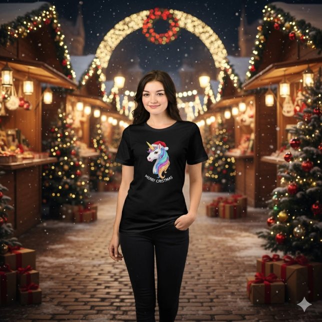 Unicorn Merry Christmas Design Tri-Blend Shirt (Creator Uploaded)