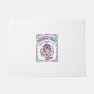 Unicorn Messy Bun Unicorn Mum Retro Style Graphic  Doormat