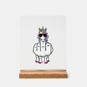 Unicorn Middle Finger Funny Magical Offensive Rude Acrylic Sign
