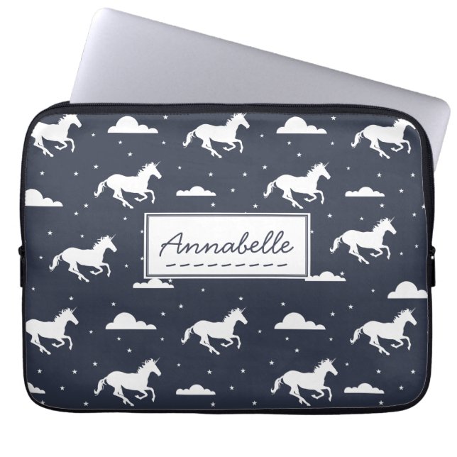 Unicorn Midnight Sky Pattern Laptop Sleeve (Front)