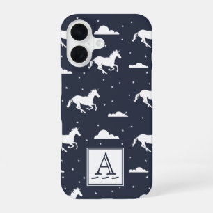 Unicorn Midnight Sky Pattern Monogram iPhone 16 Case