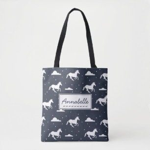 Unicorn Midnight Sky Pattern Personalised Tote Bag