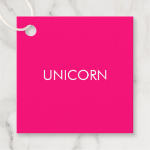 "Unicorn" minimalist hot pink fuchsia white gift Favour Tags