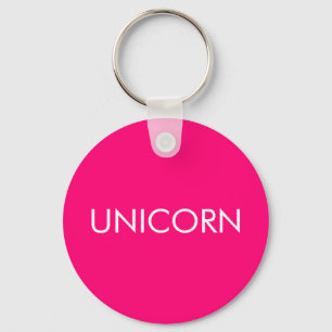 "Unicorn" minimalist hot pink fuchsia white Key Ring