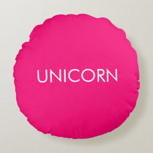 "Unicorn" minimalist hot pink fuchsia white Round Cushion