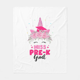 Unicorn Miss Pre-k Grad Preschool Graduation Girls Fleece Blanket