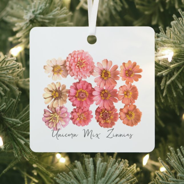 Unicorn Mix Zinnia Collage Ornament (Insitu)