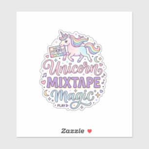 Unicorn Mixtape Magic Adorable Sticker and Shirt D