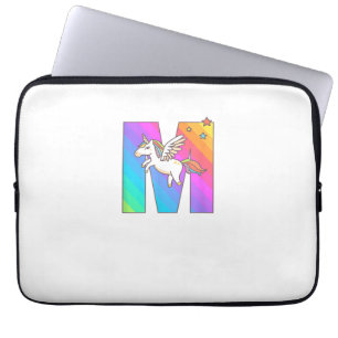 Unicorn Monogram Letter M Initial Cute Girls Birth Laptop Sleeve