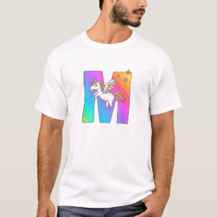 Unicorn Monogram Letter M Initial Cute Girls Birth T-Shirt
