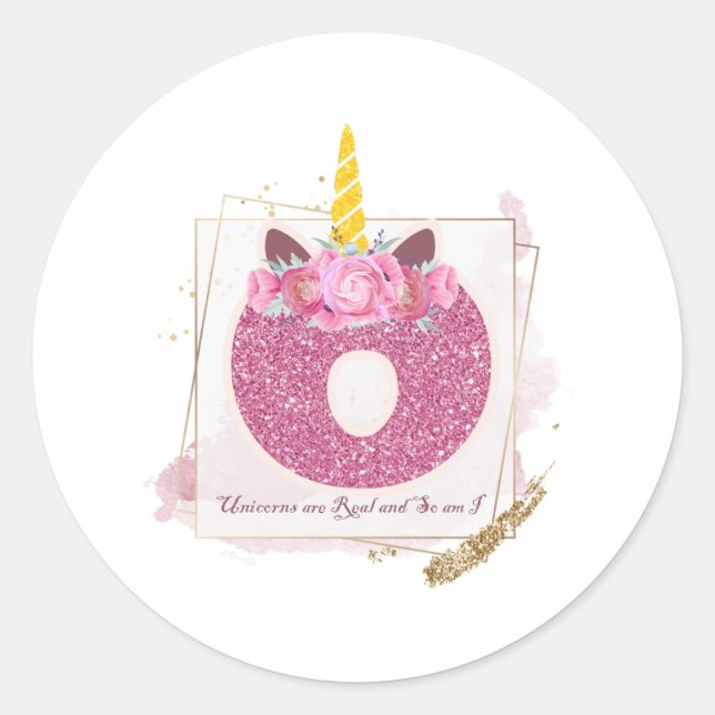 Unicorn Monogram O Custom Stickers (Front)