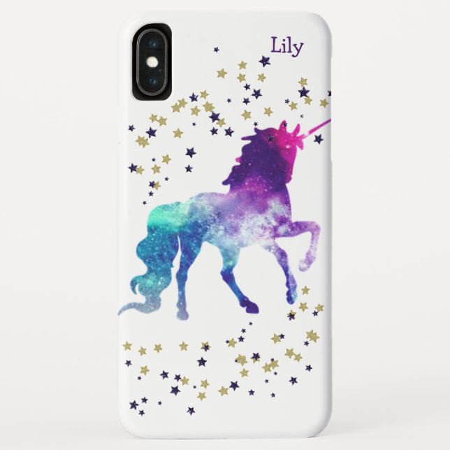 Unicorn Monogram Purple Stars Case-Mate iPhone Case (Back)