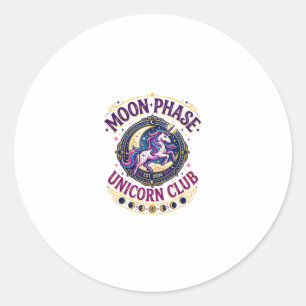 Unicorn Moon Phase Unicorn Club Commercial Shirt G Classic Round Sticker