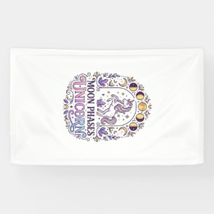 Unicorn Moon Phases Unicorn White Background Shirt Banner