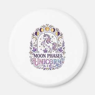 Unicorn Moon Phases Unicorn White Background Shirt Magnet
