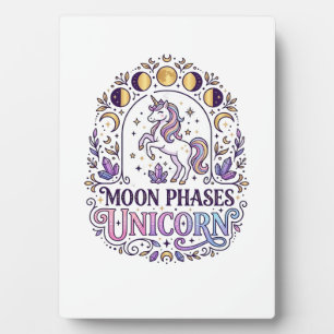 Unicorn Moon Phases Unicorn White Background Shirt Plaque