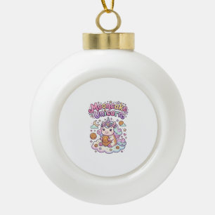 Unicorn Mooncake Unicorn Charming Apparel Graphic_ Ceramic Ball Christmas Ornament