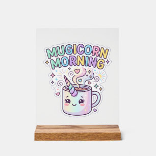 Unicorn Mugicorn Morning Graphic Design Zazzle Des Acrylic Sign