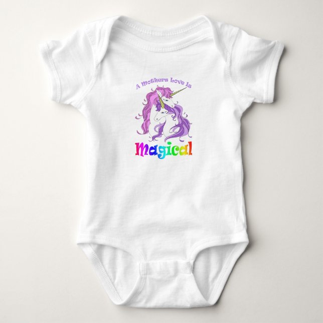Unicorn Mum A Mothers Love Is Magical Baby Bodysuit (Front)