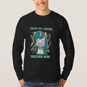 Unicorn Mum Chaos My Crown Winking Nannies Fantasy T-Shirt