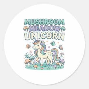 Unicorn Mushroom Meadow Unicorn Trendy T-Shirt Des Classic Round Sticker