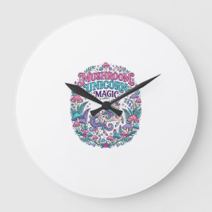 Unicorn Mushroom Unicorn Magic Colourful POD Artwo Large Clock