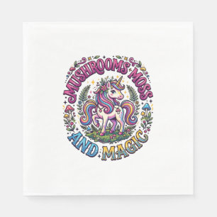 Unicorn Mushrooms Moss and Magic Commercial Shirt Napkin