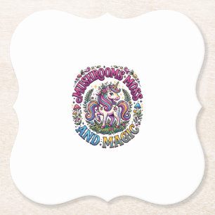 Unicorn Mushrooms Moss and Magic Commercial Shirt Paper Coaster