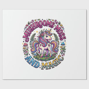 Unicorn Mushrooms Moss and Magic Commercial Shirt  Wrapping Paper