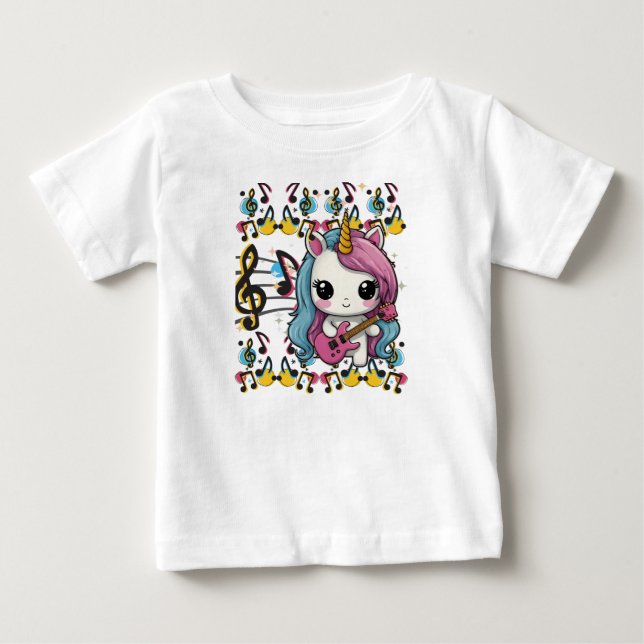 Unicorn Musical Pattern  Baby T-Shirt (Front)
