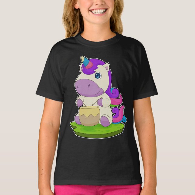 Unicorn Musician Drum Music T-Shirt (Front)
