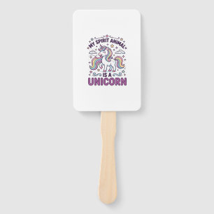 Unicorn My Spirit Animal Is a Unicorn Bold Typogra Hand Fan