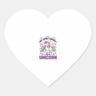 Unicorn My Spirit Animal Is a Unicorn Bold Typogra Heart Sticker