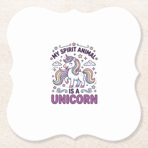 Unicorn My Spirit Animal Is a Unicorn Bold Typogra Paper Coaster