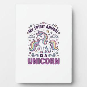 Unicorn My Spirit Animal Is a Unicorn Bold Typogra Plaque