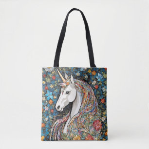 Unicorn Mythical Creature Animal Floral Tote
