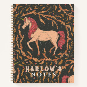 Unicorn Mythical Creature Crimson Red Notebook