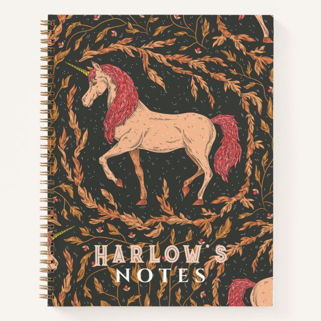Unicorn Mythical Creature Crimson Red Notebook (Front)