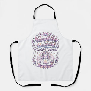 Unicorn Namastay Magical Adorable Typography Desig Apron